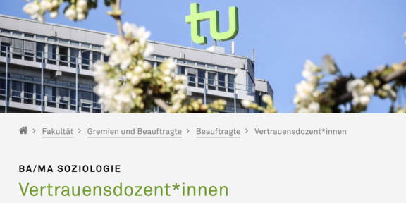 Screenshot of the website of the faculty of social sciences with information about the liaison lecturers