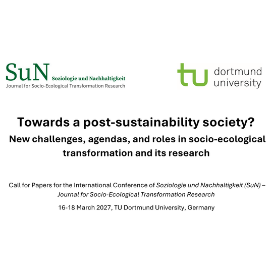 Kopf des Call for Papers der Tagung "Towards a post-sustainability society?"